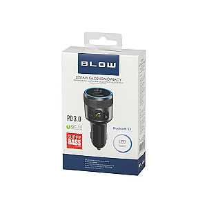 FM siųstuvas Bluetooth5.1 + QC3.0 + PD 24W