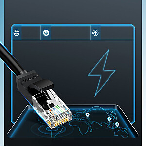 Ugreen kabelis interneto tinklo kabelis Ethernet patchcord RJ45 Cat 6 UTP 1000Mbps 20m juodas (20166)