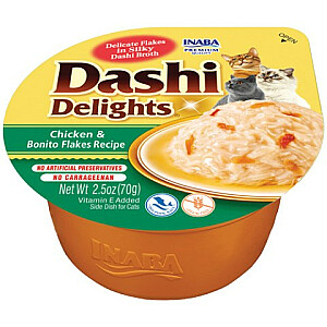 INBA Dashi Delights Vištiena su skumbrės dribsniais sultinyje - skanėstas katėms - 70g