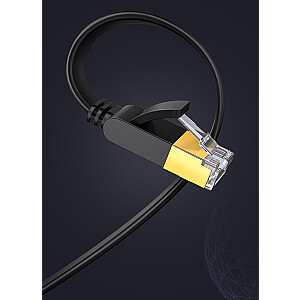 Ugreen Ethernet patchcord plokščias kabelis RJ45 Cat 7 STP LAN 10 Gbps 10 m juodas (NW106 11265)
