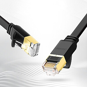 Ugreen Ethernet patchcord plokščias kabelis RJ45 Cat 7 STP LAN 10 Gbps 10 m juodas (NW106 11265)
