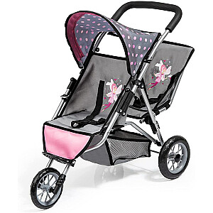 Vežimėlis Bayer Twin Doll – Jogger DUO pilka su fėja 39166AA