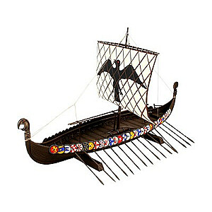 Plastikinis vikingų laivo modelis.