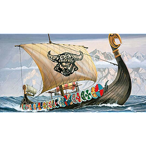 Plastikinis vikingų laivo modelis.