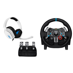 „Logitech G29 Wheel“ + „Astro A10 PS4“ ausinės, balta