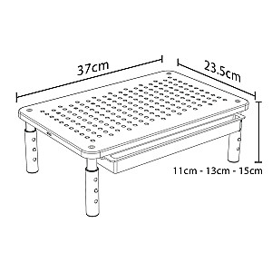 Maclean MC-946 nešiojamojo kompiuterio monitoriaus stovas, 13–32 colių įstrižainė, 3 lygių aukščio reguliavimas, stalčius iki 20 kg, patvari ventiliacija