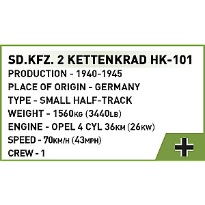 Istorinė kolekcija Kłocki II pasaulinio karo SD.KFZ.2 Kettenkrad HK-101