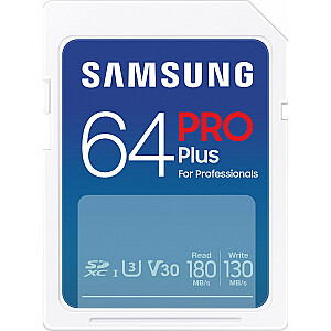 „Samsung PRO Plus“ SDXC kortelė 64 GB U3 V30 (MB-SD64S / EU)