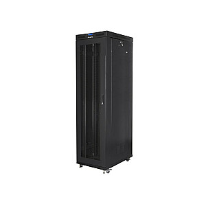 Отдельно стоящий шкаф-стойка 19 дюймов 47U 800x1000 мм, перфорированные дверцы ЖК-дисплея (FLAT PACK) черный