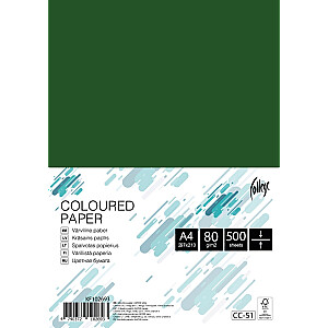 Цветная офисная бумага Колледж А4, 80г, темно-зеленая, 500 листов
