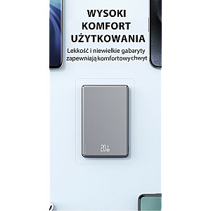 Индукционный Powerbank 5000 мАч MagSafe Fast Charging PD 20 Вт Серый