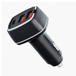 Pavareal Automobilinis įkroviklis Type C (USB-C) PD 20W + USB 3A juodas