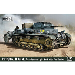 Plastikinis modelis Pz.Kpfw. Vokiškas lengvasis bakas II Ausf.b su kuro priekaba