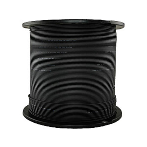 ALANTEC Šviesolaidinis kabelis OS2 FTTH plokščias SM 2J 9/125 LSOH juodas, sustiprintas dviem plieniniais strypais 1000m