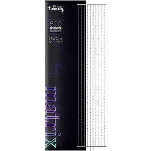 „Twinkly Matrix“ – 500 Pearl RGB LED lemputės, skaidrus laidas, 1,7 x 7,8 colio F kištukas