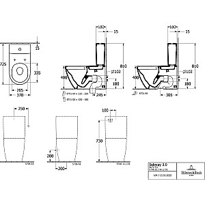 Subway 3.0 puodo dugnas, be apvado, 370x710 mm, universalus nutekėjimas, TwistFlush, SupraFix, baltas