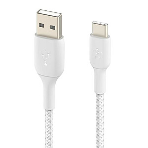 USB-C USB-A pintas kabelis 15 cm, baltas