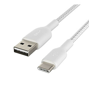 Плетеный кабель USB-C USB-A 15 см, белый
