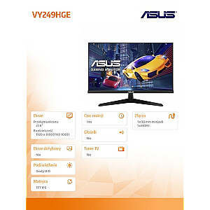 ASUS VY249HGE – 24 coliai | Full HD | IPS | 144 Hz | 1 ms (MPRT)