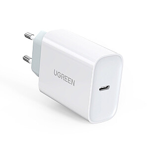 Ugreen greito sieninio įkroviklio kelioninis adapteris USB tipo C maitinimo tiekimas 30 W greitas įkrovimas 4.0 baltas (70161)