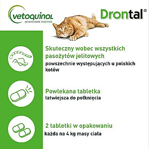 Vetoquinol Drontal dehelmintinės tabletės katėms, 2 vnt.