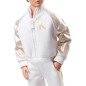 Barbie The Movie Ken lėlė baltu ir auksiniu sportiniu kostiumu