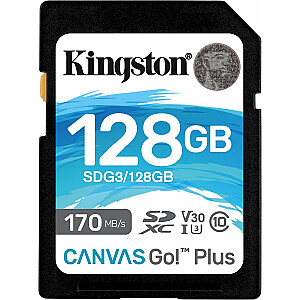 Карта Kingston Canvas Go! Плюс SDXC 128 ГБ, класс 10 UHS-I/U3 V30 (SDG3/128 ГБ)