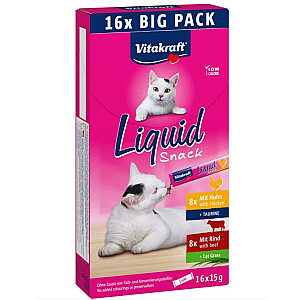 VITAKRAFT Cat Liquid-Snack с говядиной и курицей - лакомства для кошек - 16 х 15 г