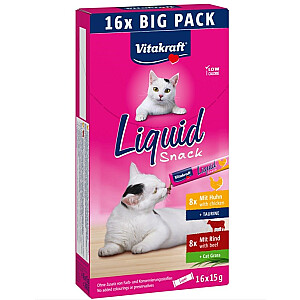 VITAKRAFT Cat Liquid-Snack su jautiena ir vištiena - skanėstai katėms - 16 x 15 g