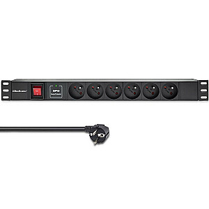 Удлинитель PDU для RACK 19" | 1U | 16A | 6xFRENCH | 1,8 м