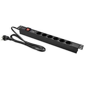 Удлинитель PDU для RACK 19" | 1U | 16A | 6xSchuko | 1,8 м