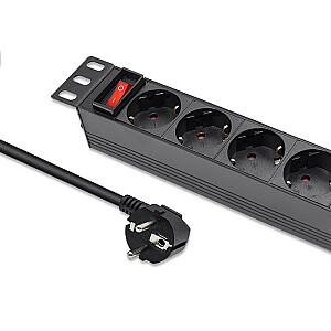 Удлинитель PDU для RACK 10" | 1U | 16A | 4xSchuko | 1,8 м