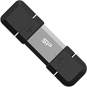 SILICON POWER 64 GB, USB TYPE-A ir TYPE-C FLASH DRIVE, MOBILE C51, sidabras