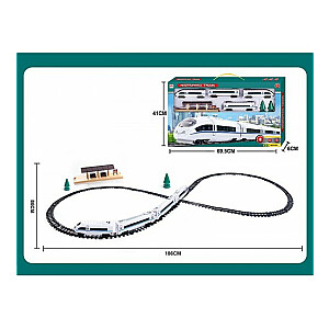 Geležinkelis su lengvaisiais automobiliais 186x86 cm (šviesa, garsas) 569386