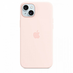 Силиконовый чехол Apple iPhone 15 Plus с MagSafe светло-розовый