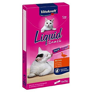 VITAKRAFT Cat Liquid Snack - skystas skanėstas katėms: antis, beta-gliukanas 6 vnt.