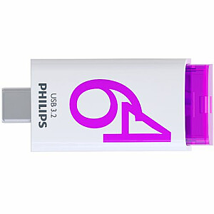Флеш-накопитель PHILIPS USB-C 3.2 Gen 1 Click Magic Purple, 64 ГБ