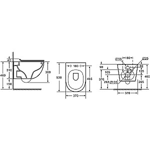 Pakabinamas tualetas WC Flory Rimless + dubens dangtis Soft Close