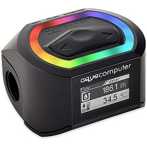 Компьютерный датчик расхода Aqua, высокий расход NEXT, OLED, 2x G1/4, RGBpx - черный