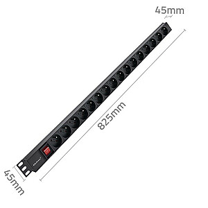 PDU ilgintuvas RACK | 16A | 16xPRANCŪZŲ | Vertikalus | 1,8 m 