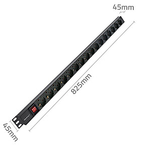 Удлинитель PDU для RACK | 16А | 16xЩУКО | Вертикальный | 1,8 м 