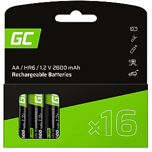 Įkraunamos baterijos AA R6 2600 mAh, 16 vnt. 