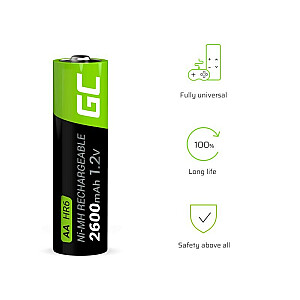 Įkraunamos baterijos AA R6 2600 mAh, 16 vnt. 