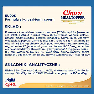 INABA Churu Meal Topper Vištiena su sūriu – skanėstas katėms – 4 x 14g