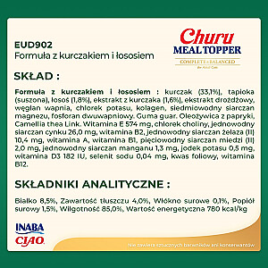 INABA Churu Meal Topper vištienos lašiša – skanėstas šunims – 4 x 14g