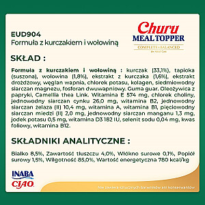 INABA Churu Meal Topper vištiena su jautiena – skanėstas šuniui – 4 x 14g