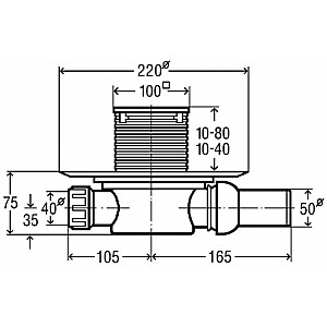 Сифон душевой DN50 (100х100), горизонтальный