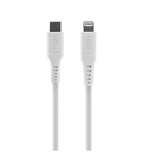 FIXEDAS skysto silikono USB-C/Lightning kabelis, 1,2m, baltas