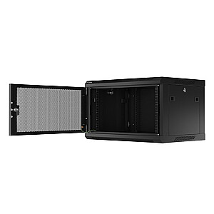 Шкаф подвесной 19 дюймов 6U 600x450 перфорированные двери (плоская упаковка) черный