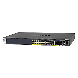 NETGEAR M4300-28G-PoE+ valdomas Gigabit Ethernet L3 (10/100/1000) su maitinimo per Ethernet (PoE), 1U, juodas